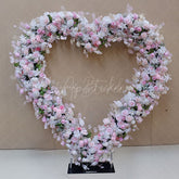 Aperturee - Aperturee Pink Rose Heart Shape Flower Wall Wedding Decoration