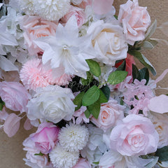 Aperturee - Aperturee Pink Rose Heart Shape Flower Wall Wedding Decoration