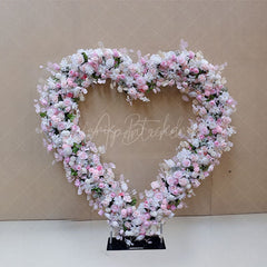 Aperturee - Aperturee Pink Rose Heart Shape Flower Wall Wedding Decoration