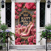 Aperturee - Aperturee Pink Rose Throne Highheels Mothers Day Door Cover