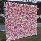 Aperturee - Aperturee Pink Rose Wedding Decoration Faux Flower Wall Panels
