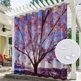 Aperturee - Aperturee Pink Sakura Waterproof Pattern Outdoor Curtains For Porch