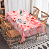 Aperturee - Aperturee Pink Scattered Heart Rectangle Tablecloth Soft Pastel Love Pattern Dreamy Valentine Kitchen Decor