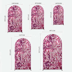 Aperturee - Aperturee Pink Sequin Arch Backdrop Magenta Glitter Texture Photography Background for Party