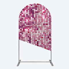 Aperturee - Aperturee Pink Sequin Arch Backdrop Magenta Glitter Texture Photography Background for Party