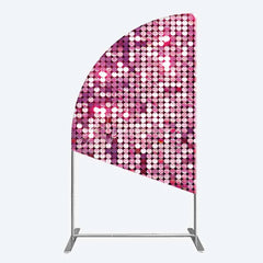 Aperturee - Aperturee Pink Sequin Half Moon Arch Backdrop Magenta Glitter Texture Photography Background for Party