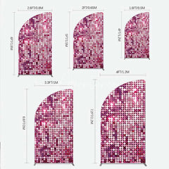 Aperturee - Aperturee Pink Sequin Half Moon Arch Backdrop Magenta Glitter Texture Photography Background for Party