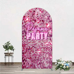 Aperturee - Aperturee Pink Sequin Pajama Party Arch Backdrop Glitter Girls Sleepover Photography Background