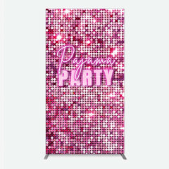 Aperturee - Aperturee Pink Sequin Pajama Party Rectangle Backdrop Glitter Girls Sleepover Photography Background