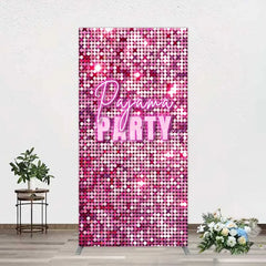 Aperturee - Aperturee Pink Sequin Pajama Party Rectangle Backdrop Glitter Girls Sleepover Photography Background