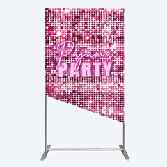 Aperturee - Aperturee Pink Sequin Pajama Party Rectangle Backdrop Glitter Girls Sleepover Photography Background