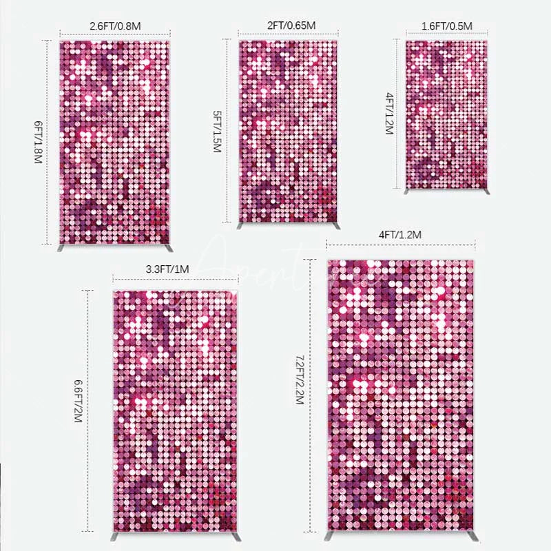 Aperturee - Aperturee Pink Sequin Rectangle Backdrop Magenta Glitter Texture Photography Background for Party