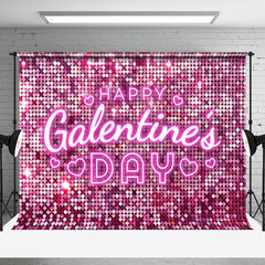 Aperturee - Aperturee Pink Sequins Glitter Happy Valentines Day Backdrop
