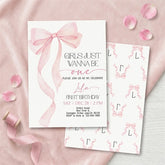 Aperturee - Aperturee Pink Set of 20 Bow Girls Just Wanna Be One First Birthday Custom Invitation Personalized Party Decor