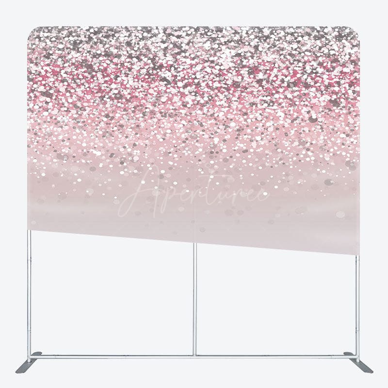 Aperturee - Aperturee Pink Silver Glitter Party Square Tension Backdrop