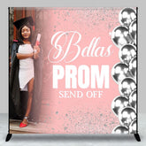 Aperturee - Aperturee Pink Silver Prom Send Off Custom Photo Grad Backdrop
