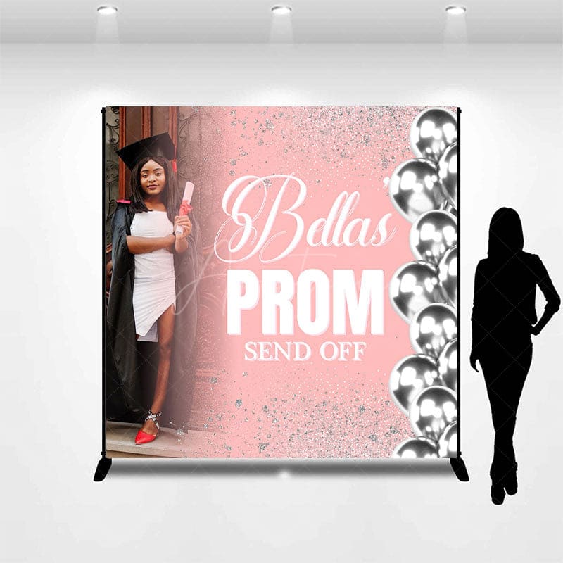 Aperturee - Aperturee Pink Silver Prom Send Off Custom Photo Grad Backdrop