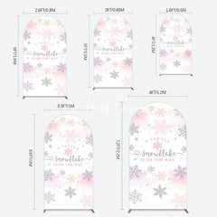 Aperturee - Aperturee Pink Silver Snowflake Baby Shower Arch Backdrop