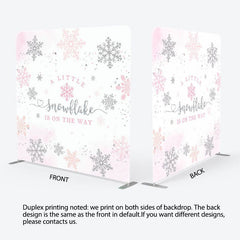 Aperturee - Aperturee Pink Silver Snowflake Baby Shower Square Backdrop