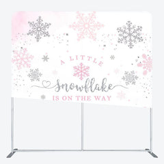 Aperturee - Aperturee Pink Silver Snowflake Baby Shower Square Backdrop