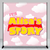 Aperturee - Aperturee Pink Sky Cloud Story Custom Baby Shower Backdrop