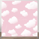 Aperturee - Aperturee Pink Sky Clouds Baby Shower Square Tension Backdrop