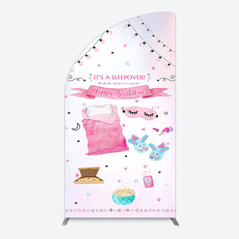 Aperturee - Aperturee Pink Sleepover Night Sweet Birthday Half Moon Arch Backdrop