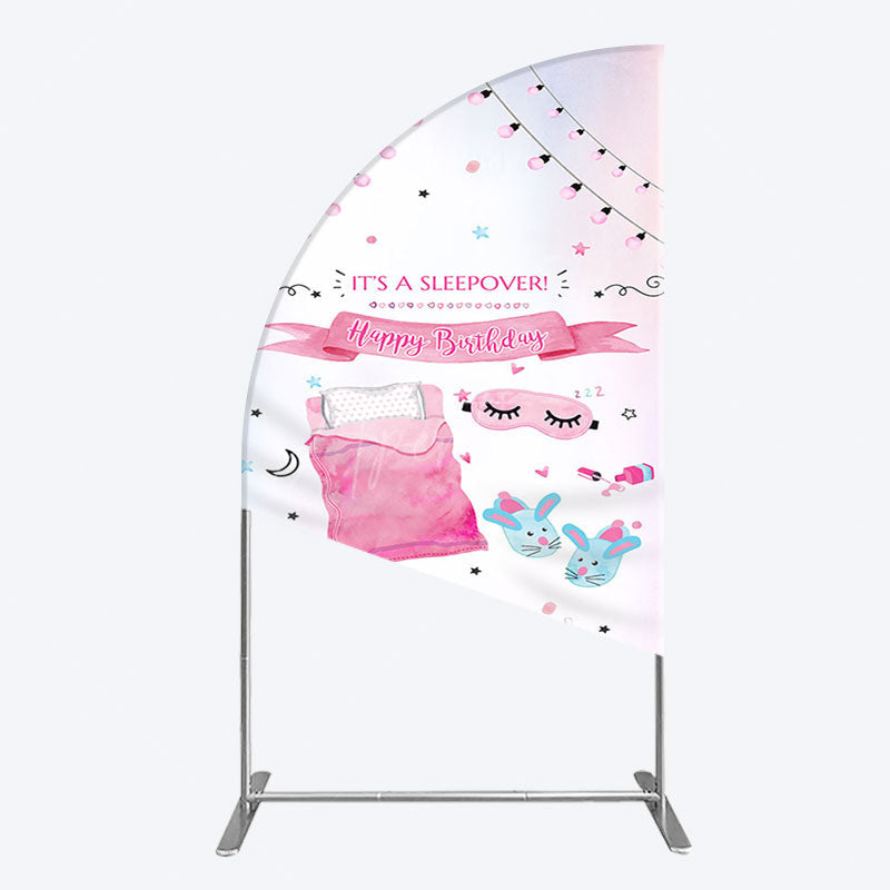 Aperturee - Aperturee Pink Sleepover Night Sweet Birthday Half Moon Arch Backdrop