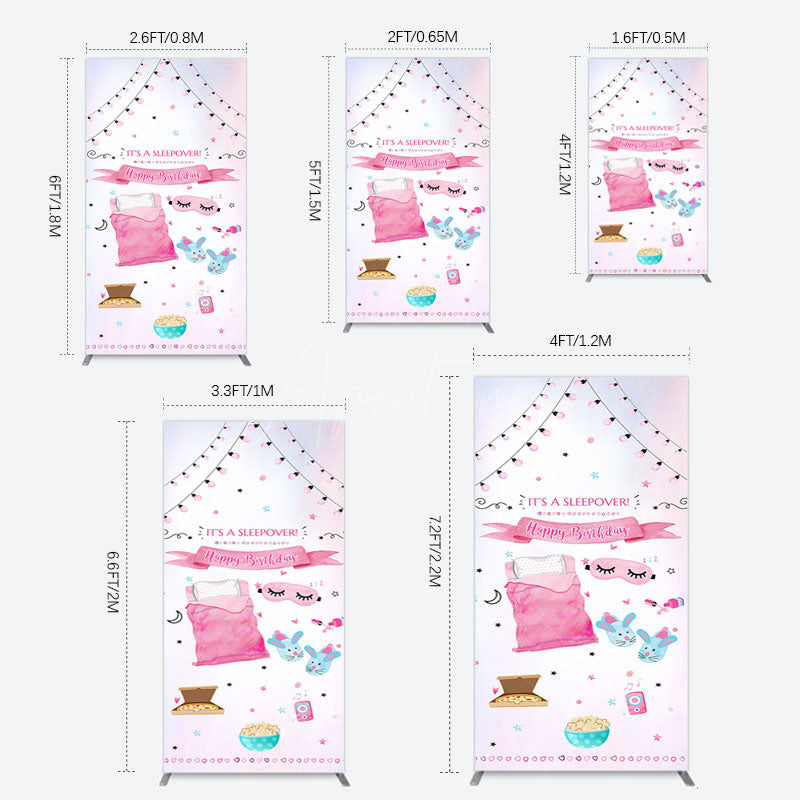 Aperturee - Aperturee Pink Sleepover Night Sweet Birthday Rectangle Backdrop