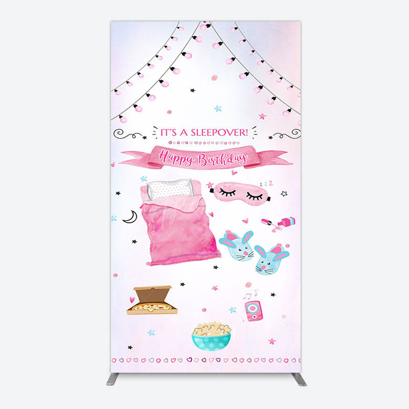 Aperturee - Aperturee Pink Sleepover Night Sweet Birthday Rectangle Backdrop