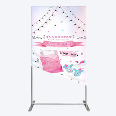 Aperturee - Aperturee Pink Sleepover Night Sweet Birthday Rectangle Backdrop