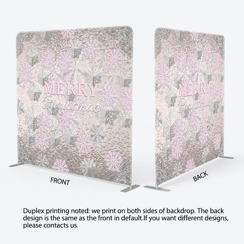 Aperturee - Aperturee Pink Sliver Snowflake Christmas Pillow Case Backdrop