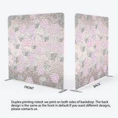 Aperturee - Aperturee Pink Sliver Snowflake Christmas Pillow Case Backdrop