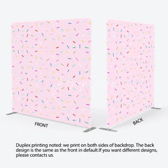 Aperturee - Aperturee Pink Sprinkles Double-Sided Tension Fabric Backdrop Fun Donut Party Theme Dessert Table Photo Booth Decor