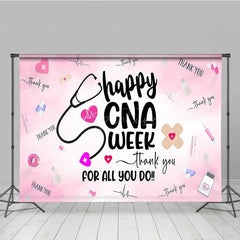 Aperturee - Aperturee Pink Stethoscope Happy Cna Week Thank You Backdrop