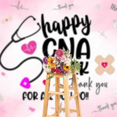 Aperturee - Aperturee Pink Stethoscope Happy Cna Week Thank You Backdrop
