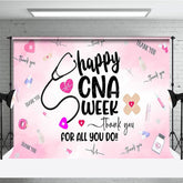 Aperturee - Aperturee Pink Stethoscope Happy Cna Week Thank You Backdrop