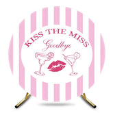 Aperturee - Aperturee Pink Stripe Kiss The Miss Round Bridal Shower Backdrop