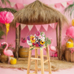 Aperturee - Aperturee Pink Summer Flamingos Sweet Photography Backdrop