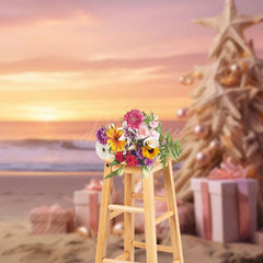 Aperturee - Aperturee Pink Sunrise Sky Beach Christmas In July Backdrop