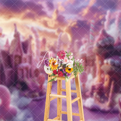 Aperturee - Aperturee Pink Sunset Sky Candyland Cake Smash Photo Backdrop