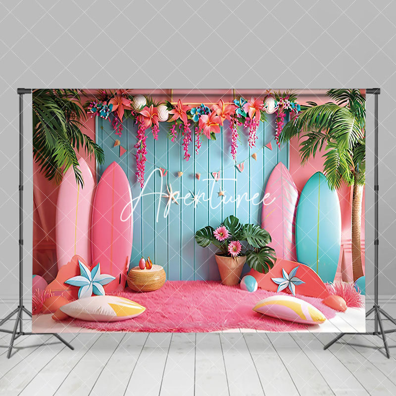 Aperturee - Aperturee Pink Surfing Board Summer Photography Backdrop For Studio