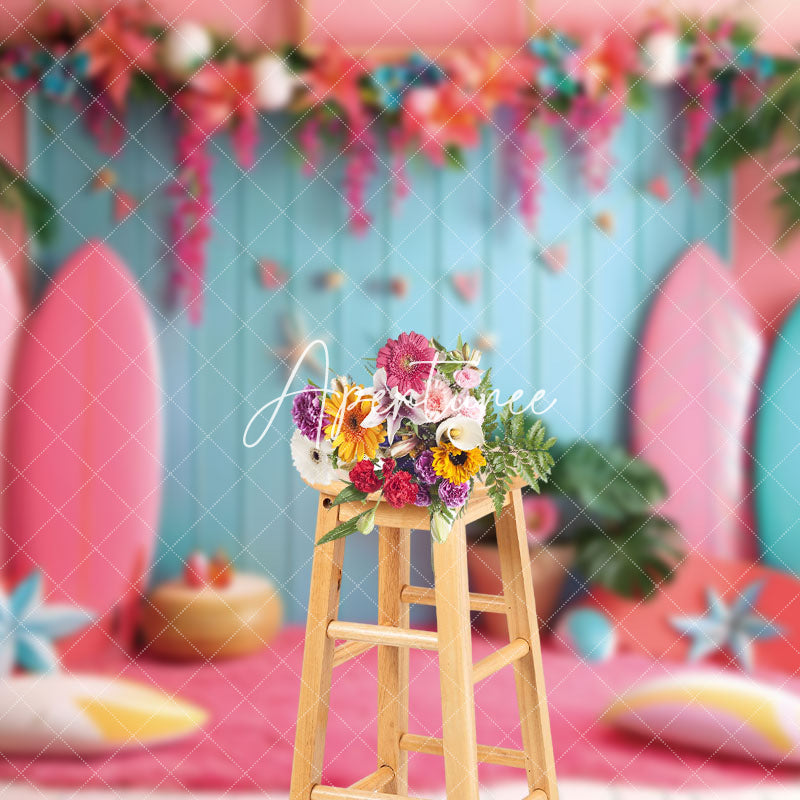 Aperturee - Aperturee Pink Surfing Board Summer Photography Backdrop For Studio