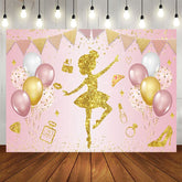 Aperturee - Aperturee Pink Sweet Balloon Ballerina Happy Birthday Backdrop
