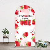 Aperturee - Aperturee Pink Sweet Berry Happy Firsty Birthday Arch Backdrop