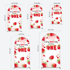 Aperturee - Aperturee Pink Sweet Berry Happy Firsty Birthday Arch Backdrop