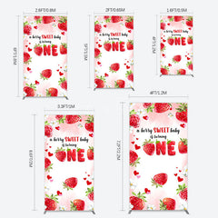 Aperturee - Aperturee Pink Sweet Berry Happy Firsty Birthday Rectangle Backdrop