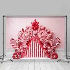 Aperturee - Aperturee Pink Sweet Fantasy Backdrop Candy Swirl Headboard Pastel Wall Christmas Bed Photo Background