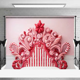 Aperturee - Aperturee Pink Sweet Fantasy Backdrop Candy Swirl Headboard Pastel Wall Christmas Bed Photo Background