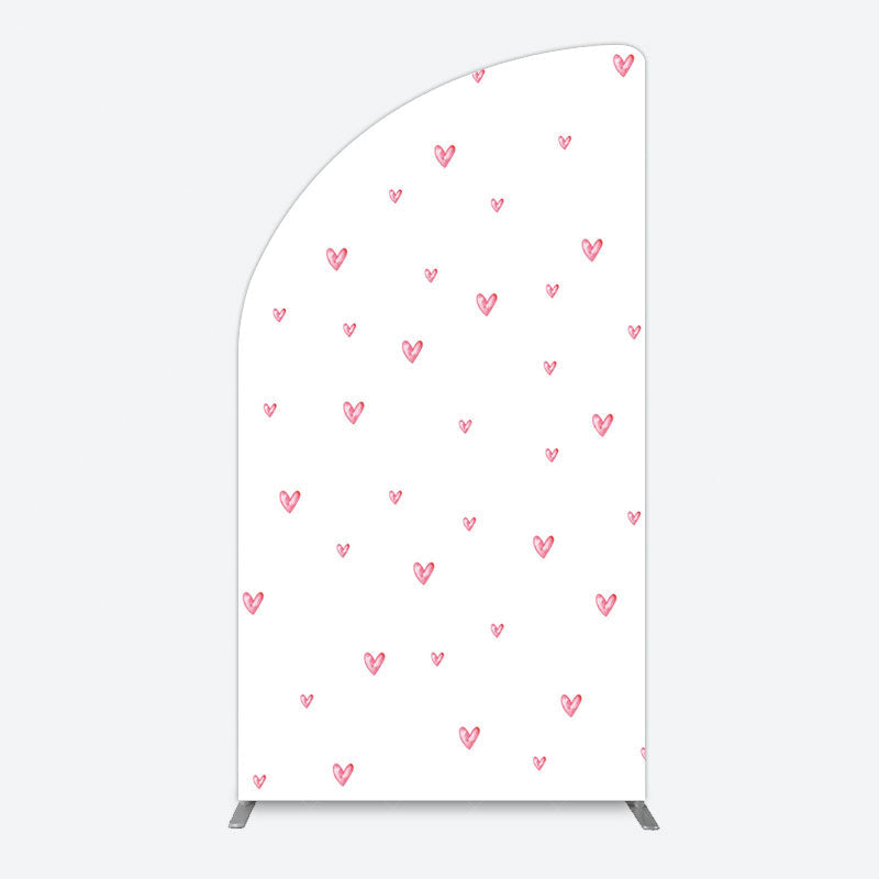 Aperturee - Aperturee Pink Sweet Heart Girls Birthday Half Moon Arch Backdrop
